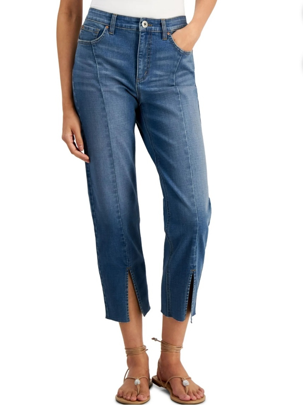 I•N•C International Concepts High Rise Split Hem Straight Jeans Size 4/27